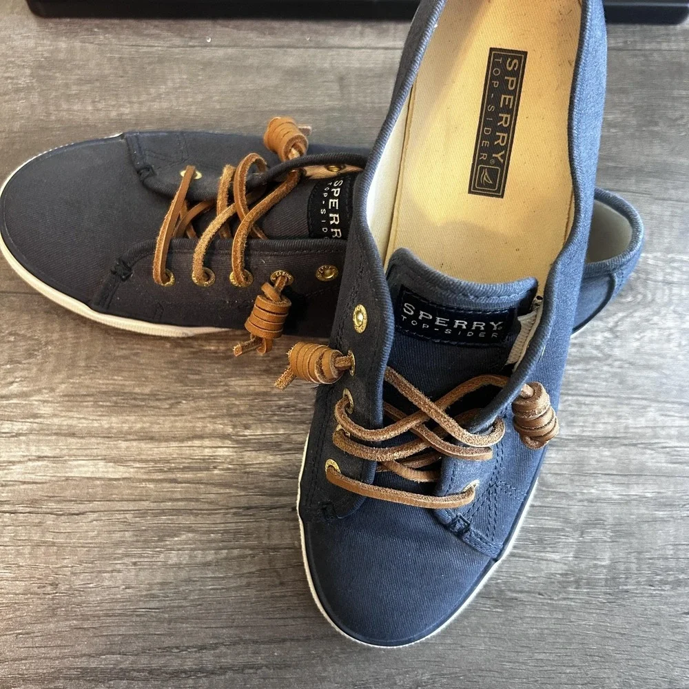 Sperry Top-Sider Shoes‎ Womens Size 8.5 Canvas Lace Up Boat Casual STS90550